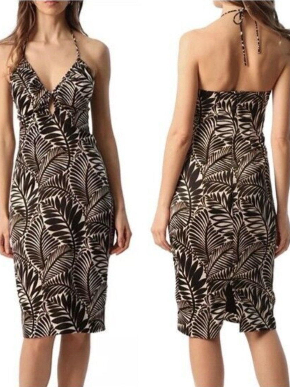 ✨ Christian Lacroix palm leaf print halter dress